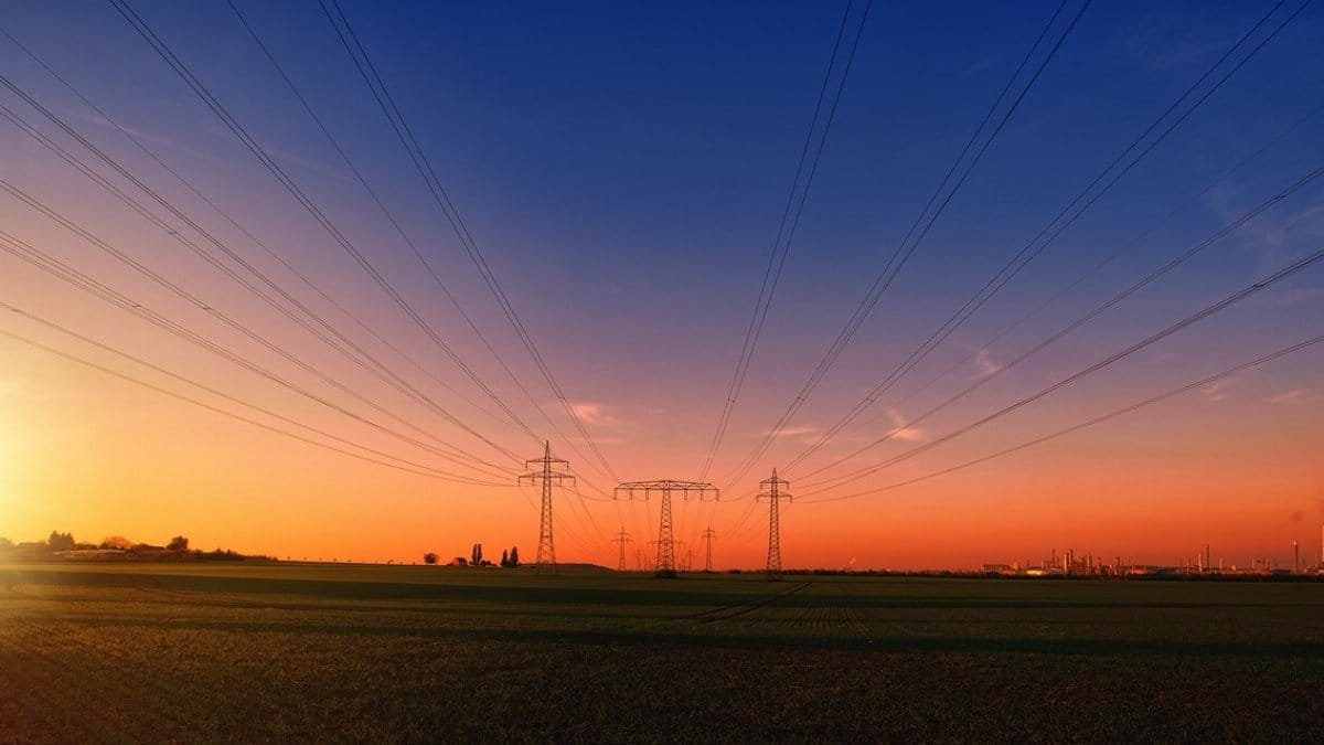sunset, countryside, power lines, power poles, high-voltage pylons, nature, electricity pylons, sunset, power lines, power lines, power lines, power lines, power lines via Pixabay