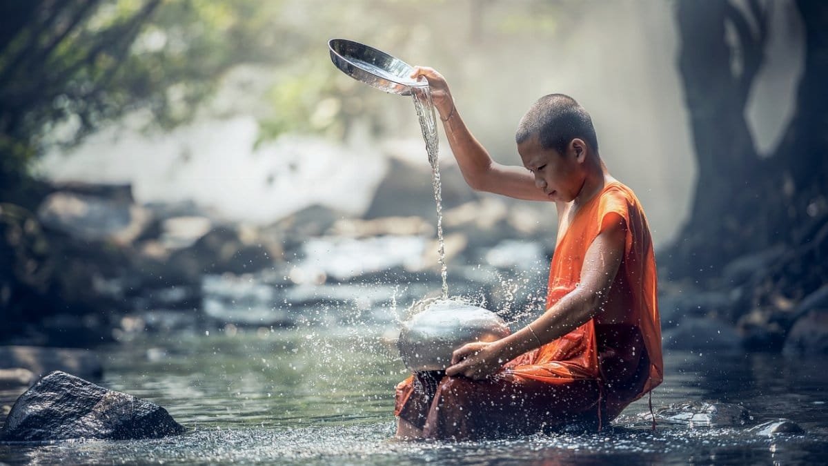 boy,  monk,  river,  buddhist,  water,  ritual,  buddhism,  nature,  meditation,  culture,  oriental,  religion,  worship,  sacred,  spiritual,  thailand,  asia,  monk,  water,  water,  meditation,  meditation,  meditation,  meditation,  meditation via Pixabay