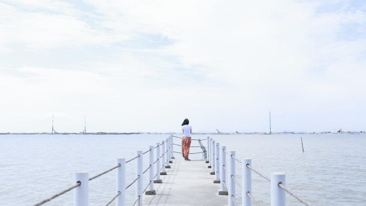 girl, sea, pier, woman, quiet, calm, nature, water, person, quiet, quiet, calm, calm, calm, calm, calm
