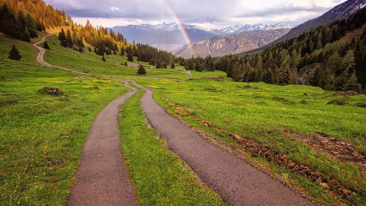 alps,  panorama,  rainbow,  nature,  path,  mountains,  green,  heaven,  clouds,  mountain landscape,  alpine panorama,  hike,  vacations,  wide angle,  rainbow,  rainbow,  path,  wide angle,  wide angle,  wide angle,  wide angle,  wide angle