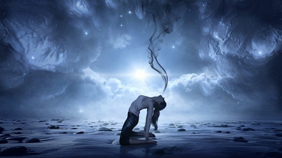 fantastic, light, heaven, girl, breath, pose, body, landscape, horizon, dusk, mood, mystical, magic, composing, photomontage, surreal, clouds, the atmosphere, contrast, emotions, structure, blue, woman, nature, dream, dark, breath, breath, breath, breath, breath