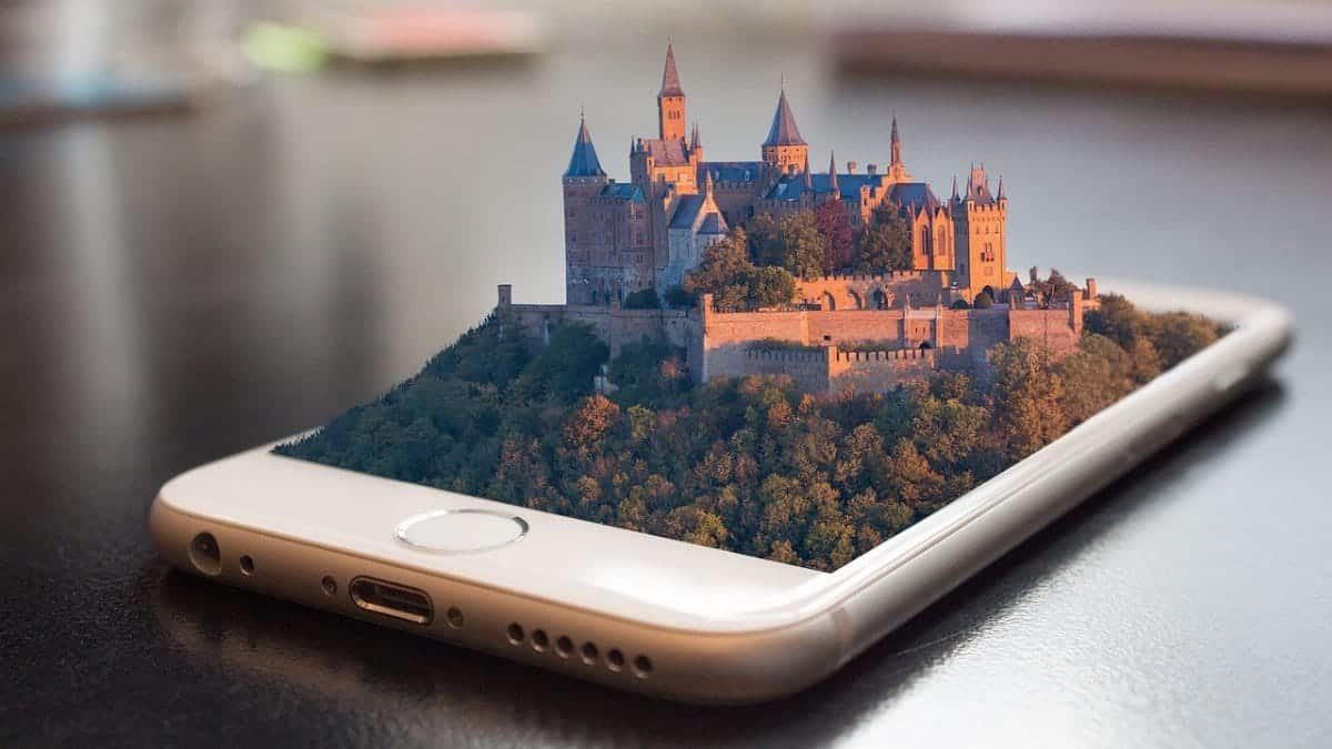 mobile phone,  smartphone,  hohenzollern castle,  metaverse,  castle,  virtual reality