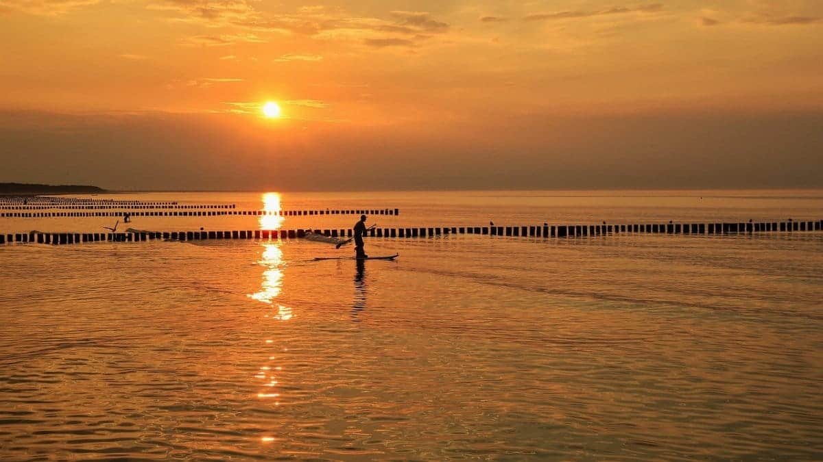 sunset, sea, paddle, water, calm, silence, clouds, nature, quiet, heaven, sun, calm, silence, silence, silence, silence, silence