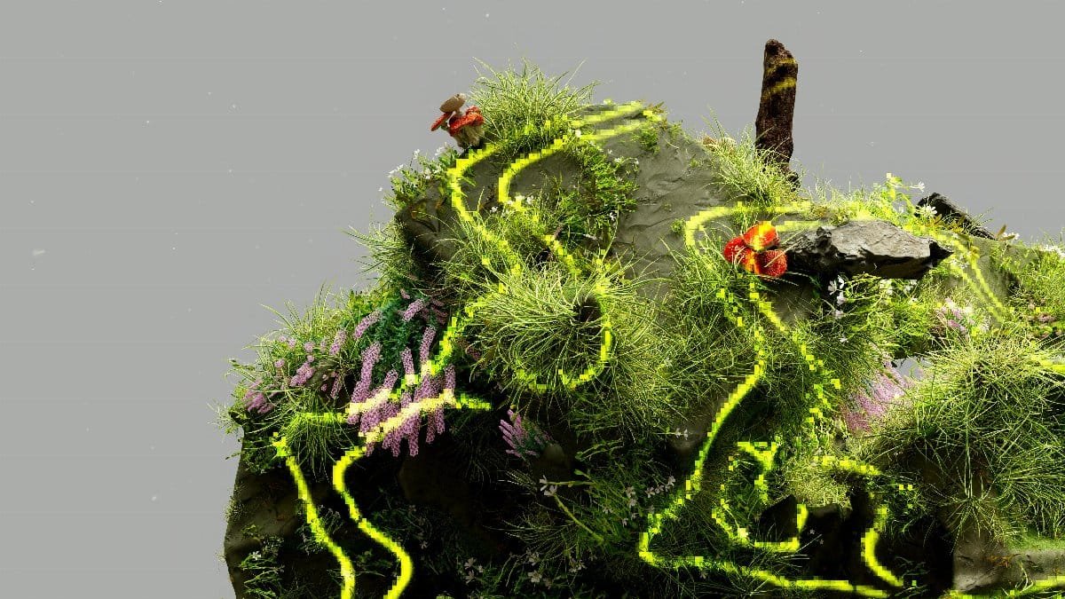 A conceptual landscape blending nature with digital AI elements.
