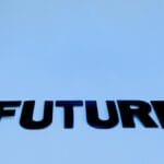 Bold 'Future' text on a serene blue background symbolizing optimism and potential.