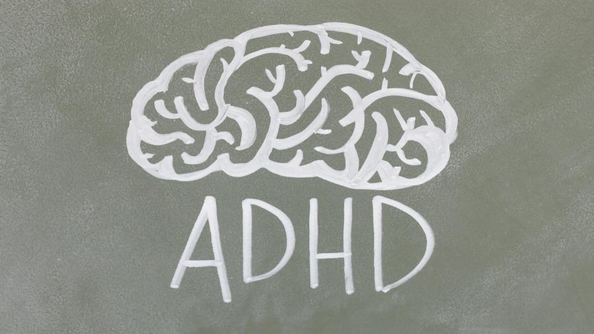 Chalkboard drawing depicting ADHD for mental health awareness.