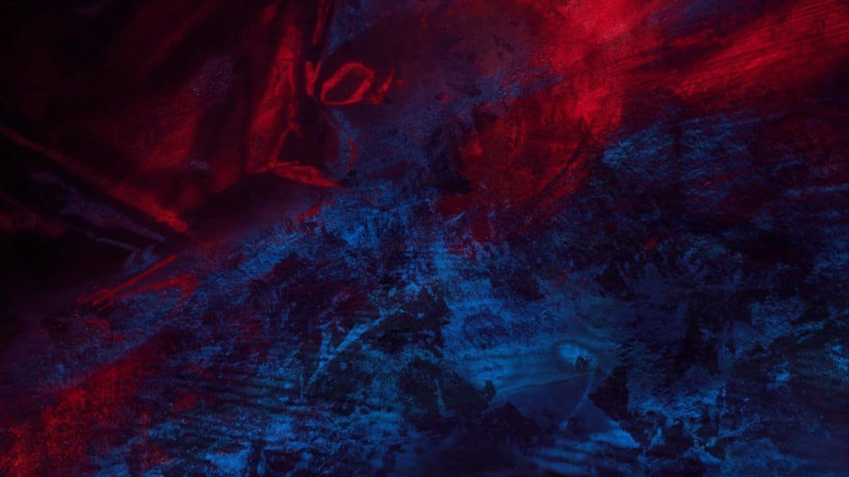 Dynamic abstract artwork with deep red and blue colors, offering a modern art vibe.