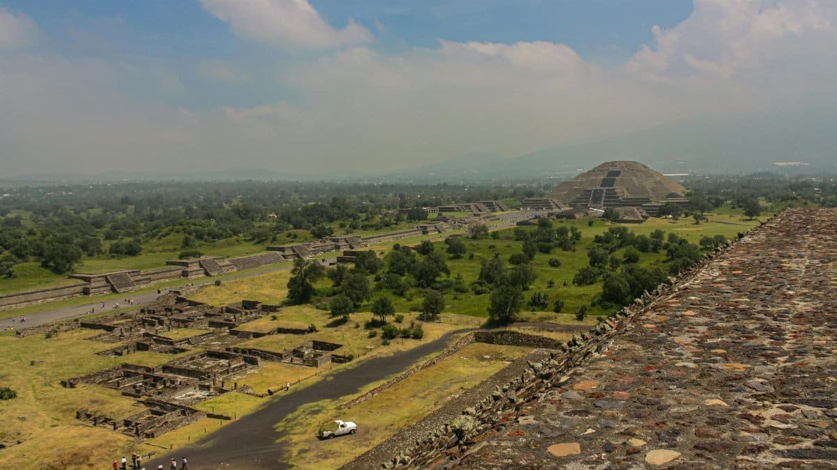 Discover the ancient teotihuacan pyramids of Mexico from a breathtaking aerial perspective.