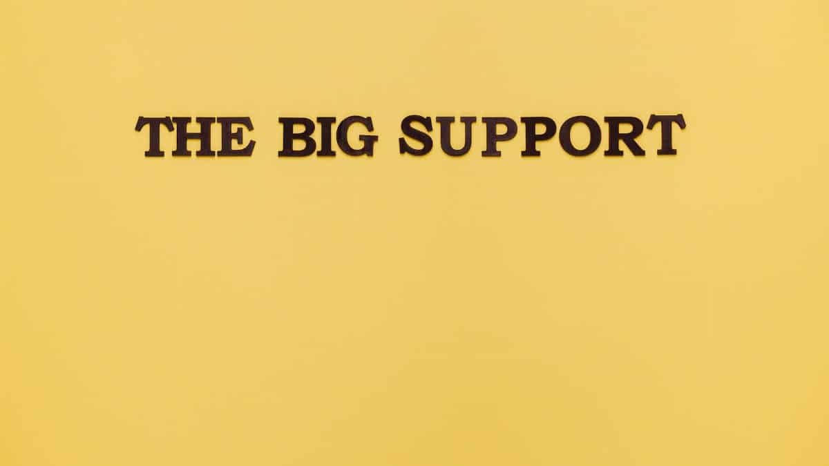 Conceptual image with black text 'The Big Support' on a yellow background, ideal for design projects.