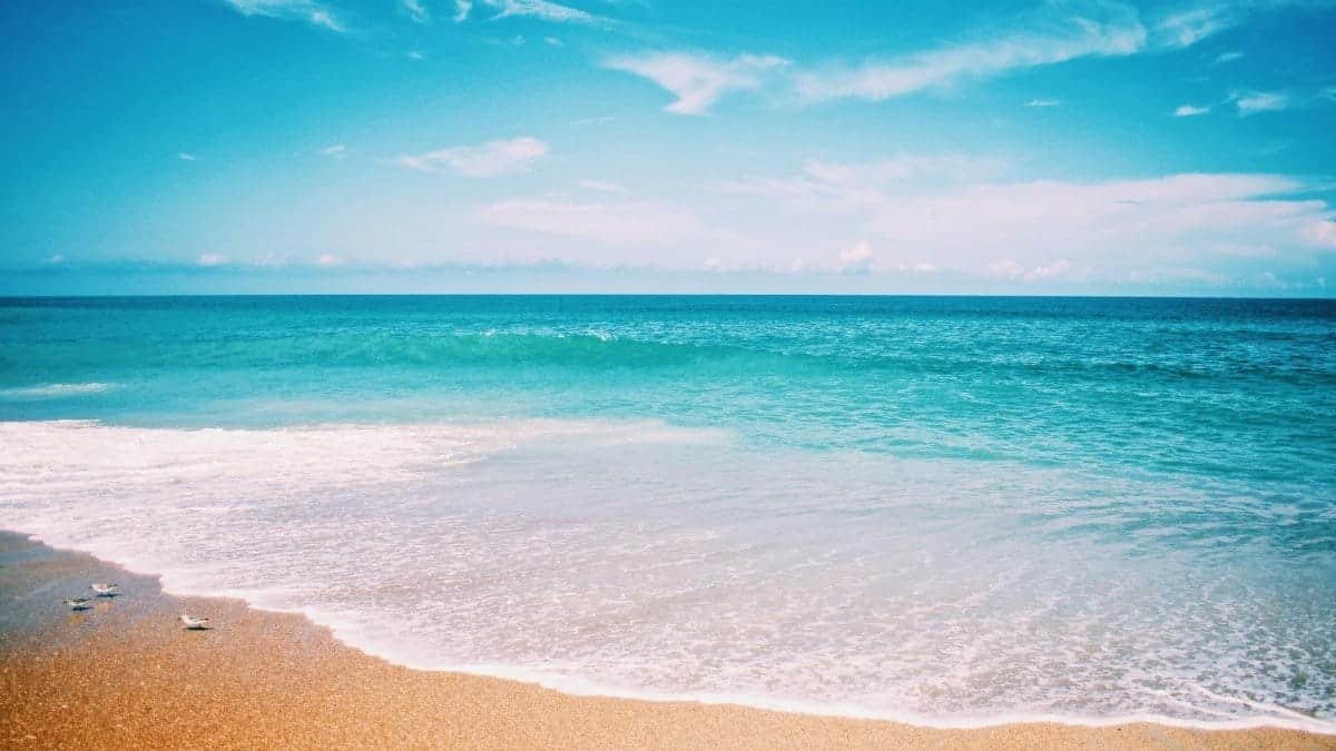 Tranquil beach scene capturing the vibrant colors of the Atlantic Ocean in North Carolina.