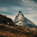 A breathtaking shot of the iconic Matterhorn mountain in the Swiss Alps near Zermatt.