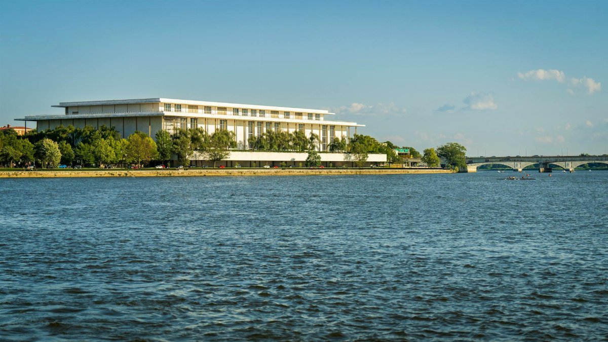 Scenic view of Kennedy Center along the Potomac River in Washington DC.