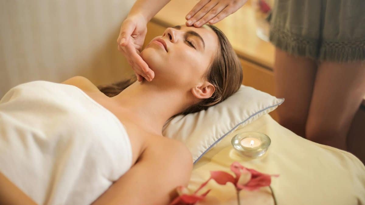 Experience tranquility with a relaxing aromatherapy facial at a luxurious spa.