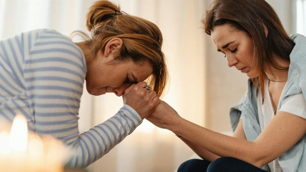 Mother and daughter sharing a heartfelt moment, supporting each other through emotional times.
