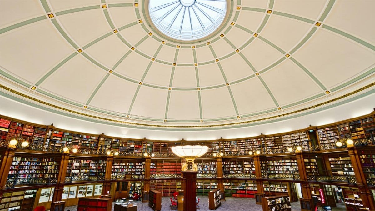 Stunning view of Picton Reading Room's dome at Liverpool Central Library.