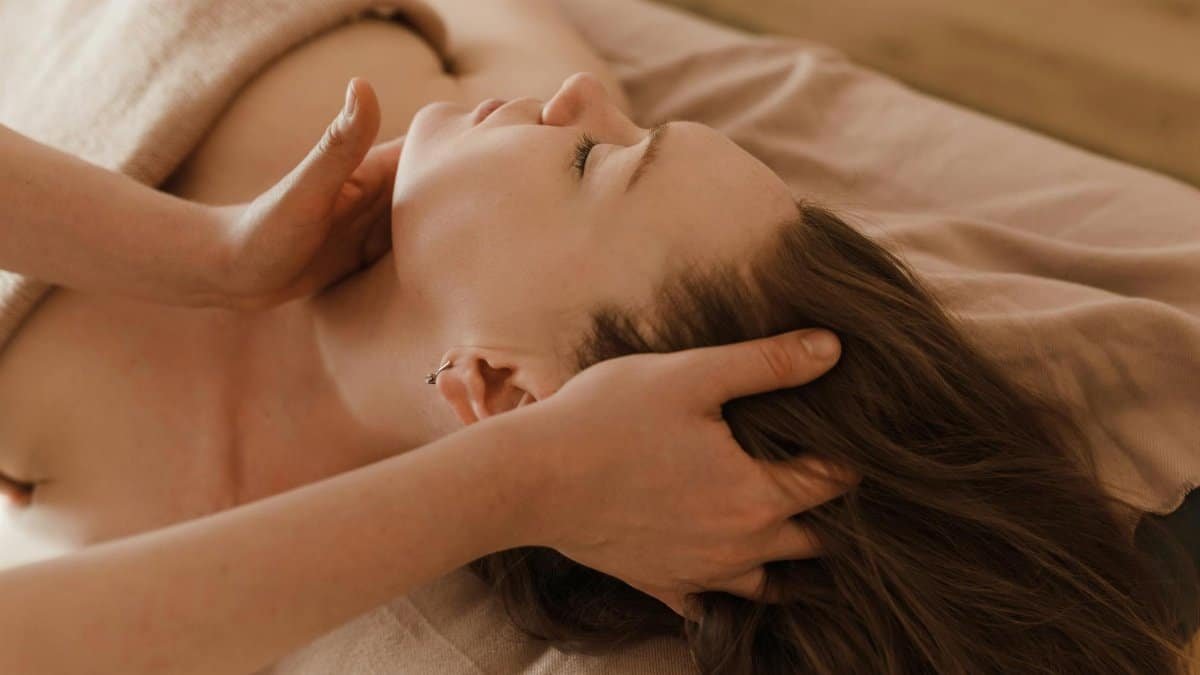 Serene spa experience featuring a relaxing head massage for stress relief and rejuvenation.