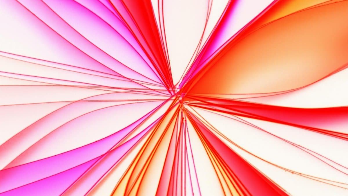 A vivid abstract art piece featuring dynamic pink and red patterns creating a sense of motion and energy.