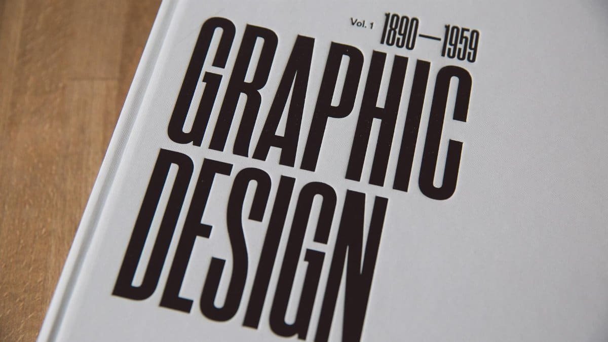 Close-up image of a graphic design book cover with bold text.