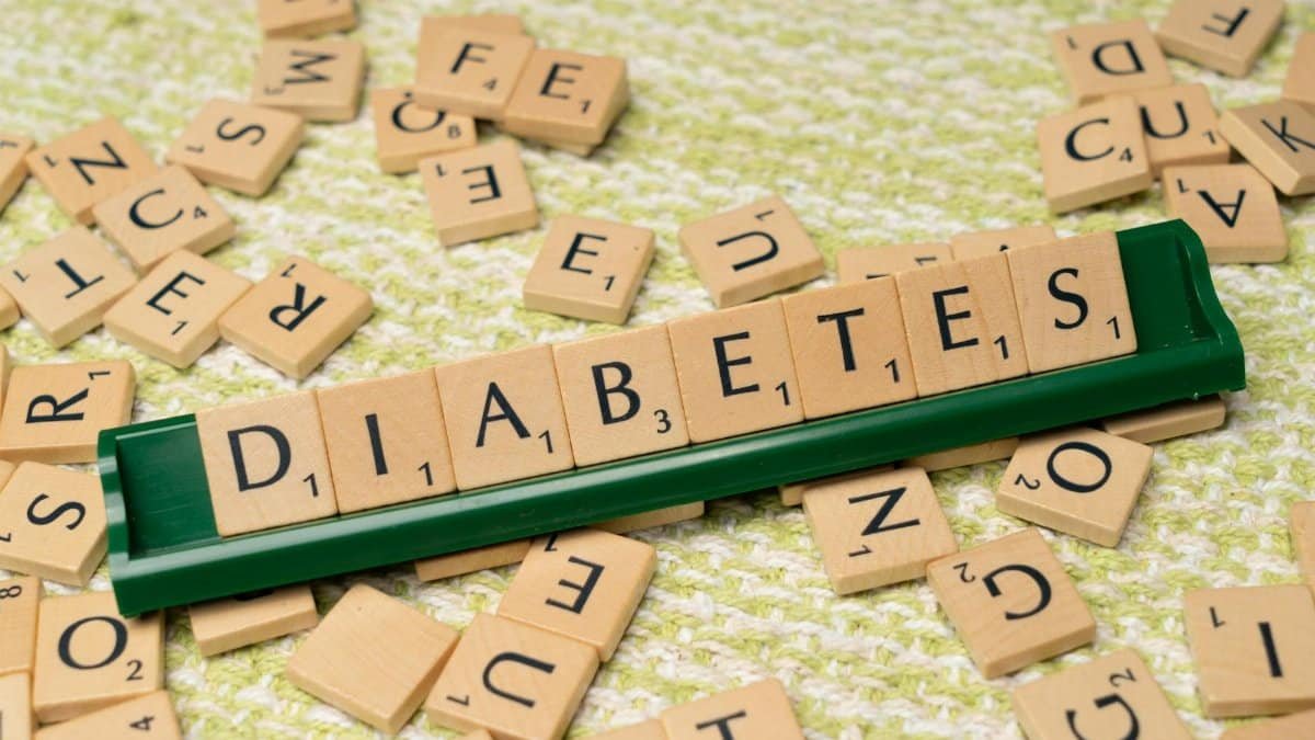 Close-up of Scrabble tiles spelling 'diabetes', highlighting awareness and education.