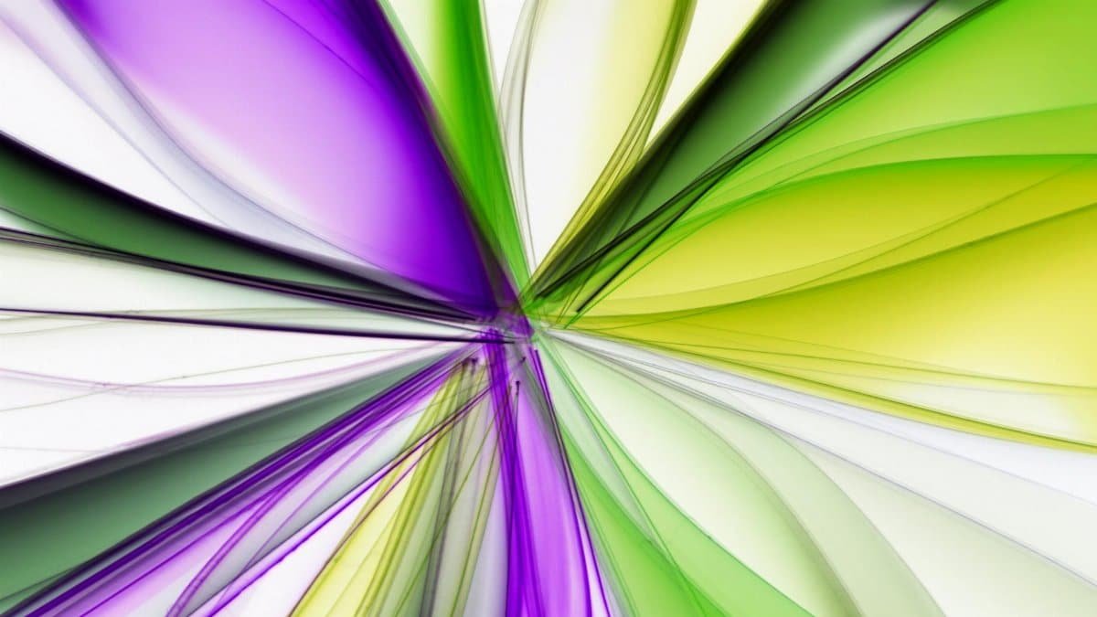 Vibrant abstract art featuring dynamic green and purple lines creating a modern design.
