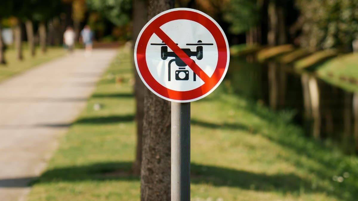 No Drones Sign park