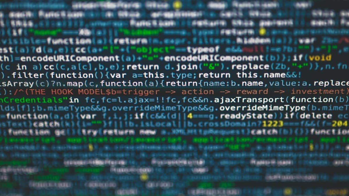 Detailed view of colorful programming code on a computer screen.