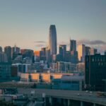 Stunning San Francisco skyline at sunset featuring iconic modern architecture and vibrant cityscape.