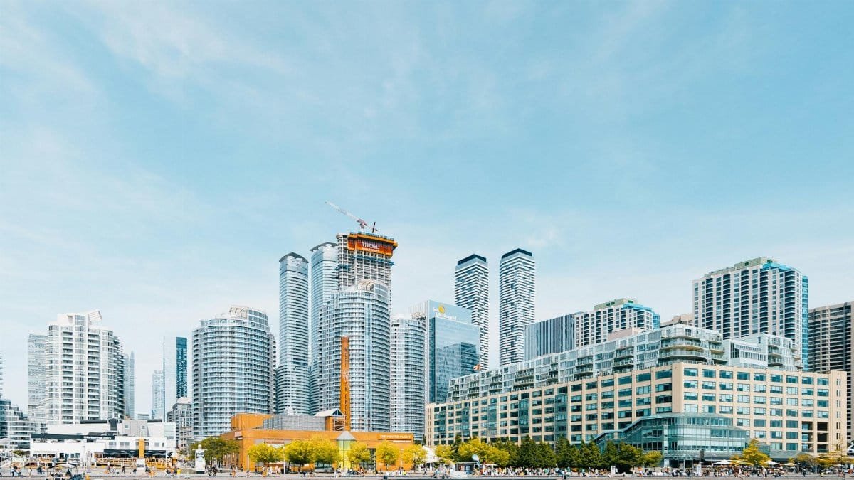 Panoramic view of Toronto's skyline featuring modern skyscrapers and the scenic waterfront.