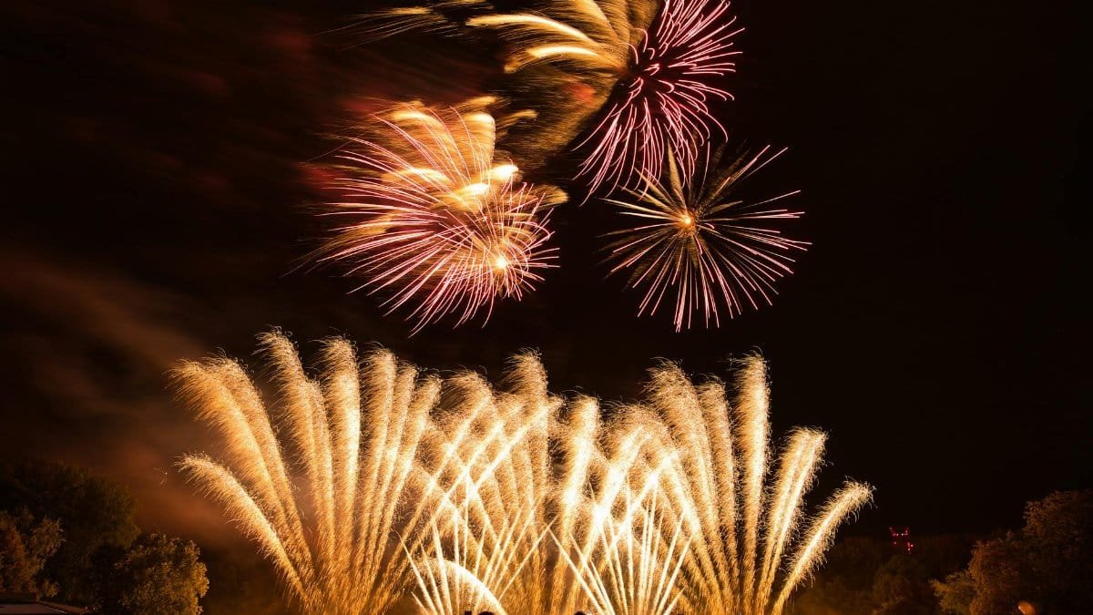 Colorful fireworks light up the night sky in a dazzling celebration in Germany.
