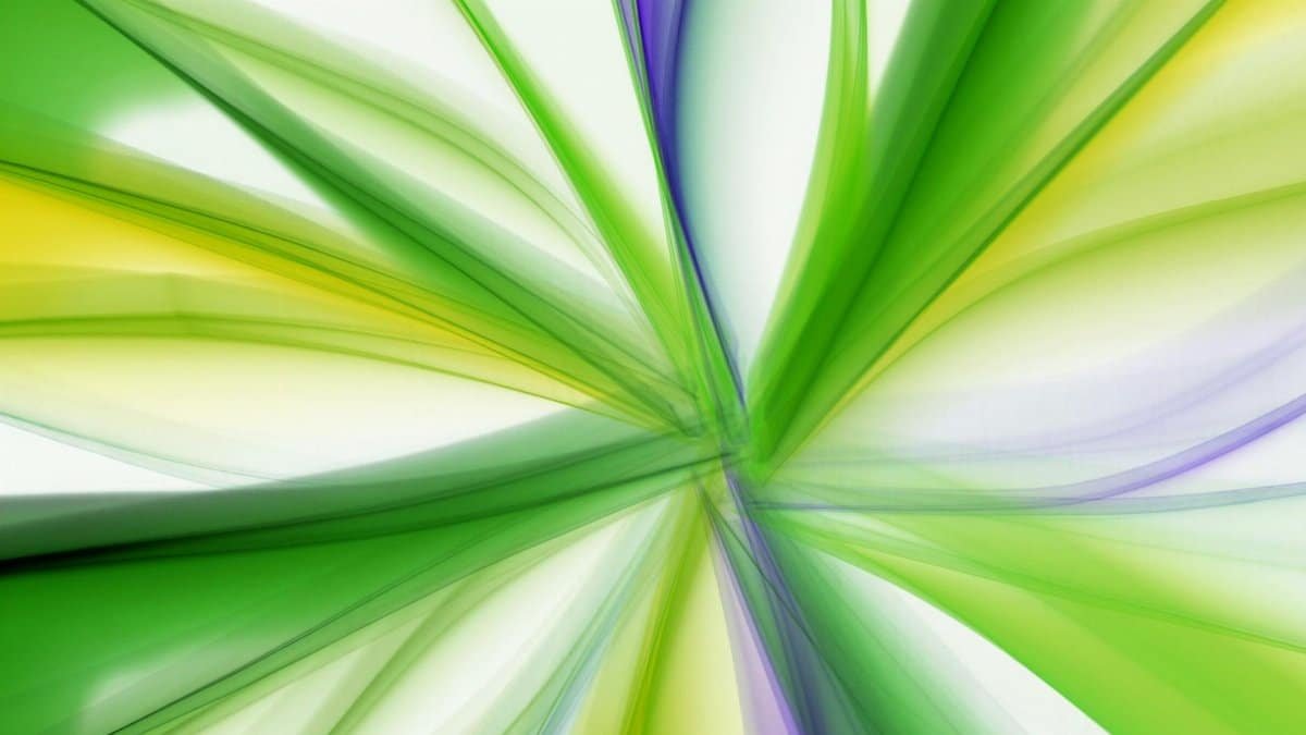 Vivid abstract design with green and yellow flowing waves, creating a dynamic and artistic visual impact.