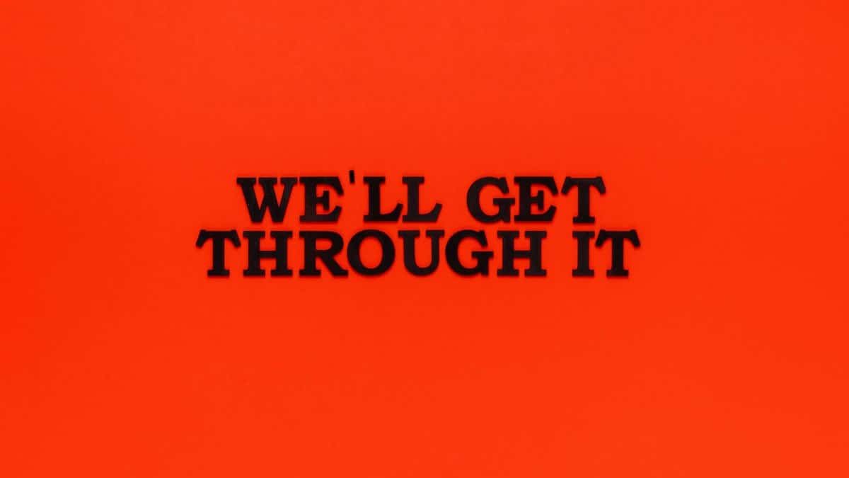 Motivational phrase on a bright red background to uplift and inspire.