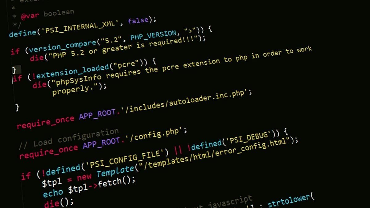 A close-up view of PHP code displayed on a computer screen, highlighting programming and development concepts.