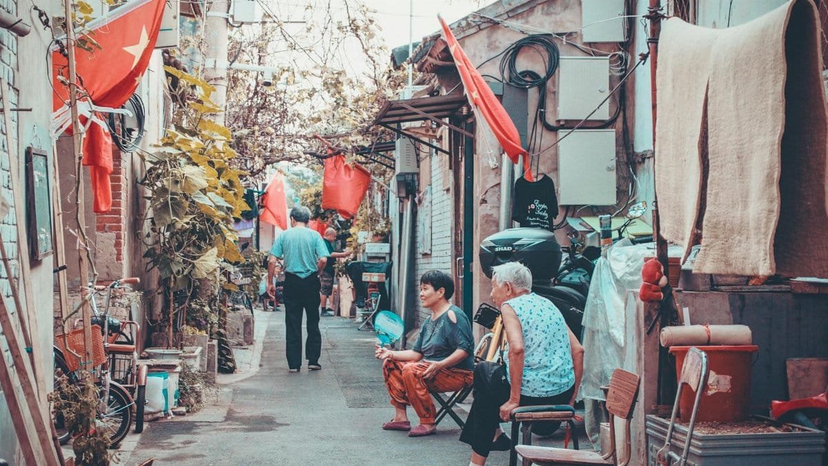Capturing daily life in a traditional hutong alley in Beijing, China.