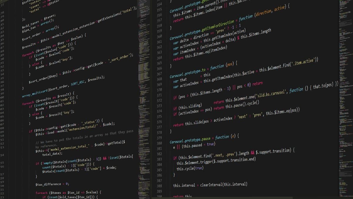 Close-up view of programming code in a text editor on a computer screen.