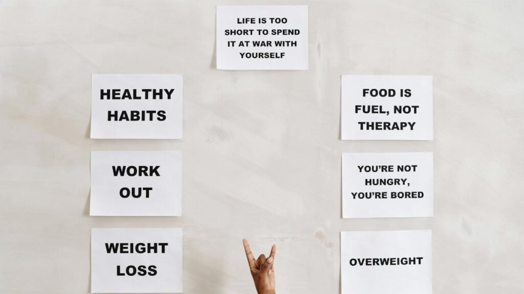 Motivational quotes promoting healthy living, fitness, and wellness habits.
