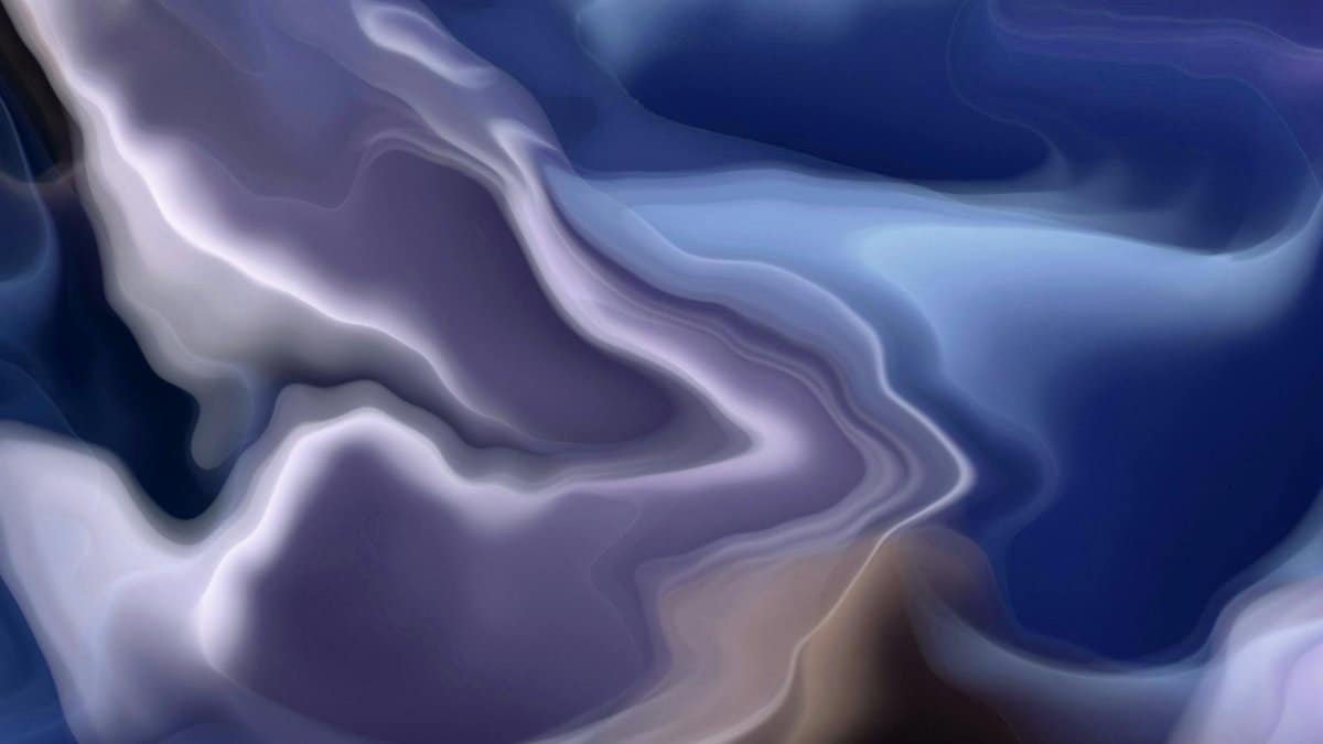 Fluid abstract design with blue hues, creating a calming and artistic visual impression.