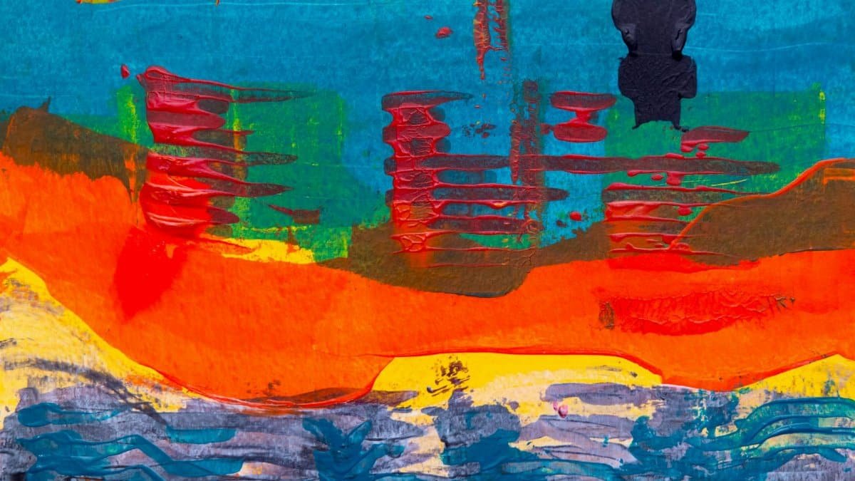 Colorful abstract art with vivid acrylic layers in modern expressionist style.