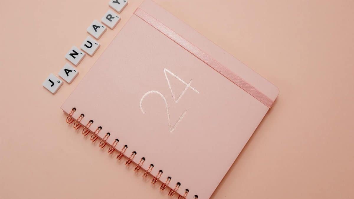 A light pink planner featuring January 24 on a peach background.