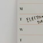 Minimalist calendar with Election Day marked, highlighting important dates.