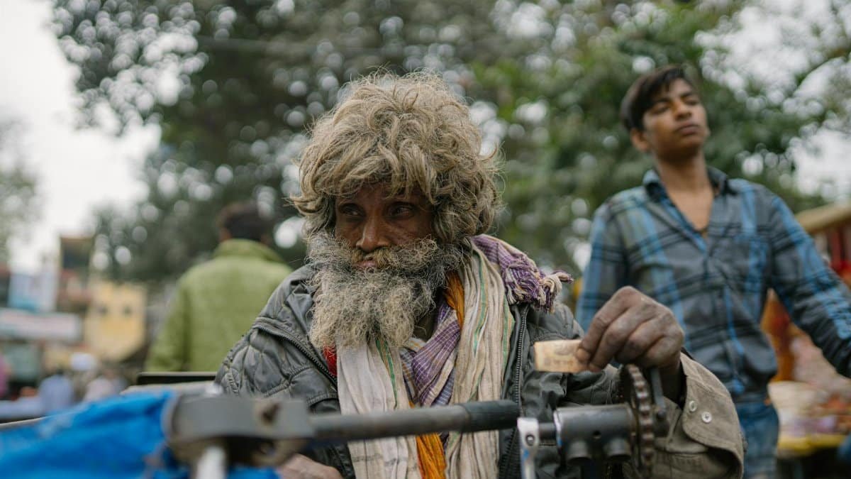 Candid street scene capturing the essence of daily life in Varanasi, India.