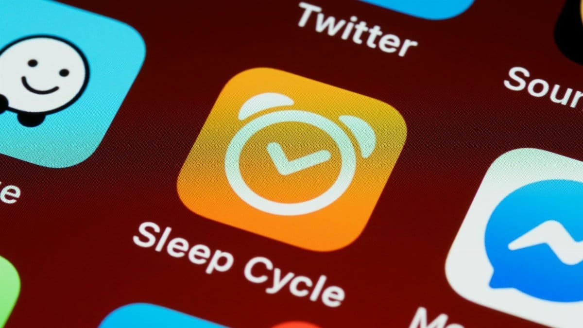 Detailed close-up of Sleep Cycle app icon on smartphone home screen with other applications.