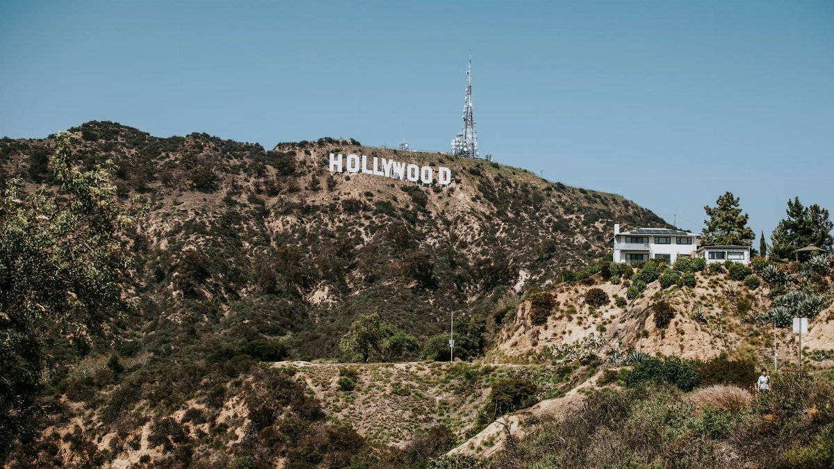 Scenic view of the Hollywood Sign on a clear day in Los Angeles, California.