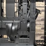 Detailed view of a computer case interior, perfect for tech builds and custom setups.