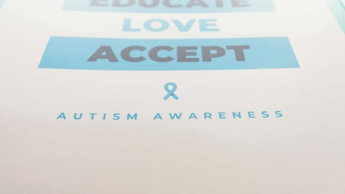 Inspirational poster advocating autism awareness with key messages.