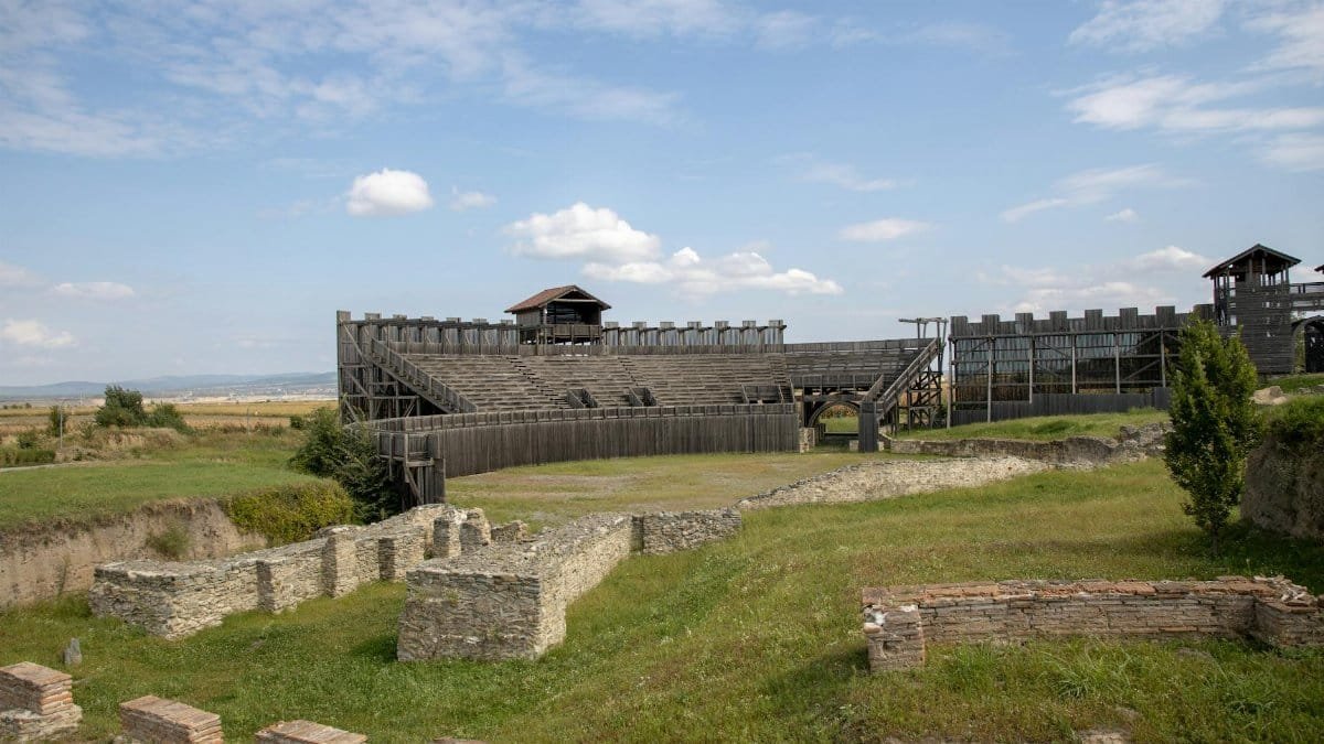 Explore the reconstructed amphitheater and ruins at Viminacium, Serbia.