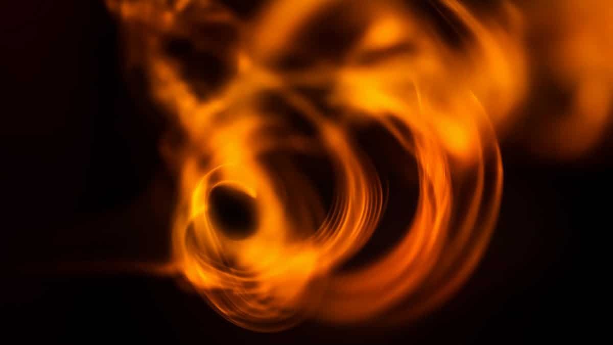 Artistic image of swirling flames in a chaotic and magical pattern.
