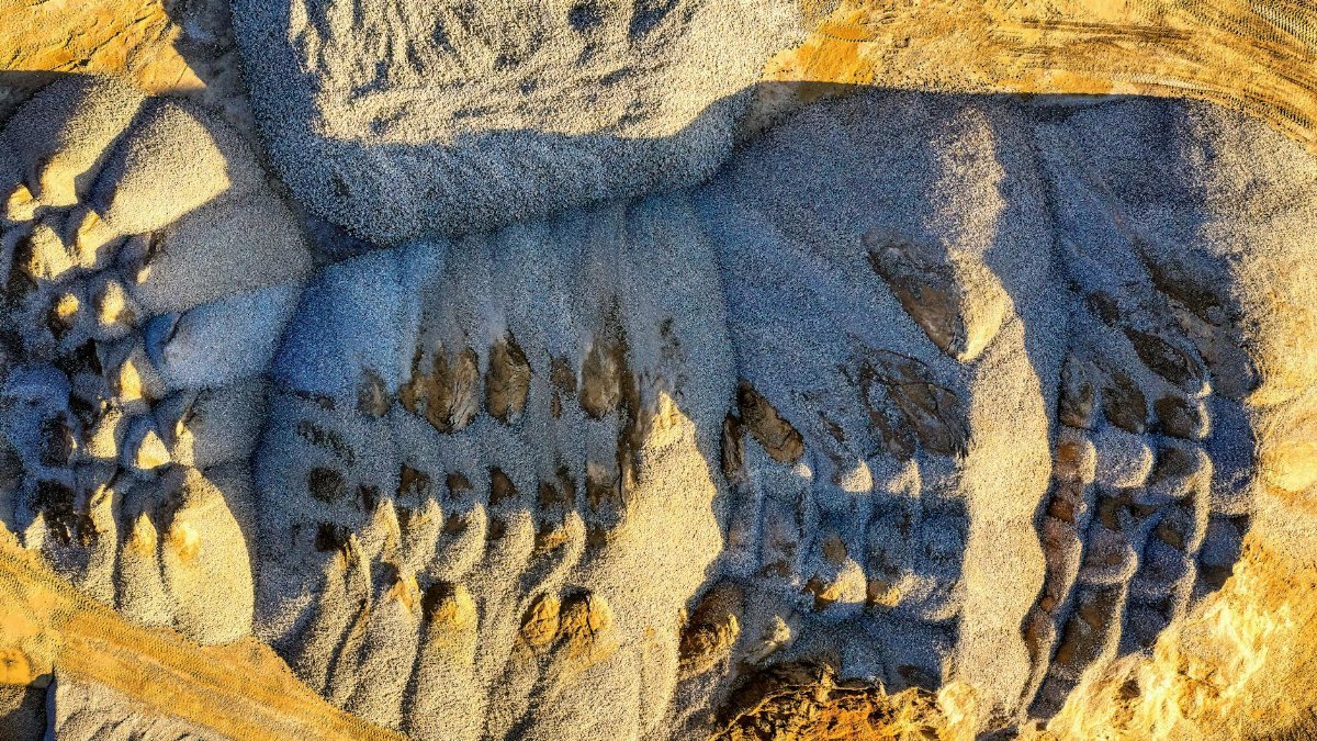 A stunning aerial view of natural rock formations in Rochester, MN gravel quarry.