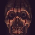 A spooky skull with blood drips, perfect for Halloween or horror themes.