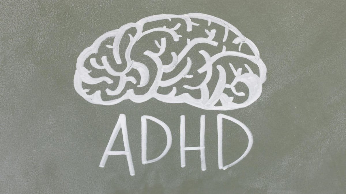 Chalkboard drawing depicting ADHD for mental health awareness.