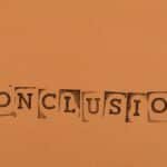 The word 'CONCLUSION' stamped with individual letters on an orange background.